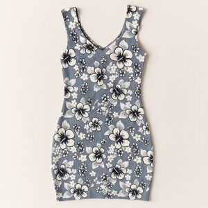Agua Bendita Blue and White Floral Mini Dress